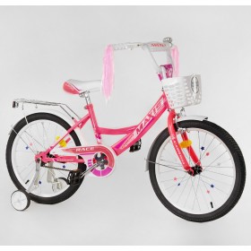 Велосипед двоколісний дитячий Corso Maxis 20 дюймів, для дівчаток, складання 75%, M20870, з кошиком, рожевий