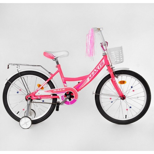 Велосипед двоколісний дитячий Corso Maxis 20 дюймів, для дівчаток, складання 75%, M20870, з кошиком, рожевий