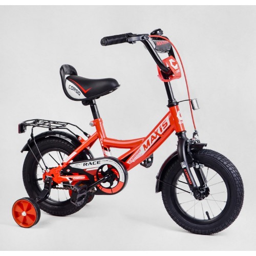 Велосипед двоколісний дитячий Corso Maxis 12 дюймів, для хлопчиків, складання 75% M12321, з дзвінком, червоний