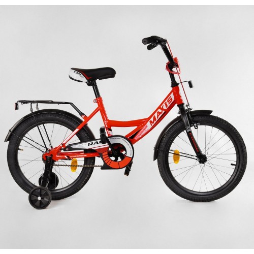 Велосипед двоколісний дитячий Corso Maxis 18 дюймів, для хлопчиків, складання 75% M18040, з дзвінком, червоний