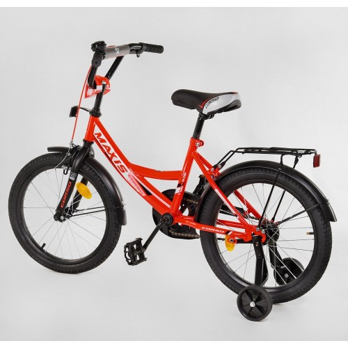 Велосипед двоколісний дитячий Corso Maxis 18 дюймів, для хлопчиків, складання 75% M18040, з дзвінком, червоний