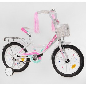 Велосипед двоколісний дитячий Corso Maxis 16 дюймів, для дівчаток, складання 75%, M1693, з кошиком, білий