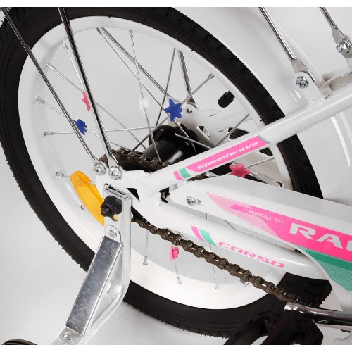 Велосипед двоколісний дитячий Corso Maxis 16 дюймів, для дівчаток, складання 75%, M1693, з кошиком, білий