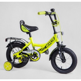 Велосипед двоколісний дитячий Corso Maxis 12 дюймів, для хлопчиків, складання 75% M12852, з дзвінком, жовтий