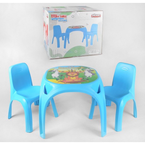 Столик з двома стільцями Pilsan 03-422, антиковзаючі ніжки, набір, Блакитний
