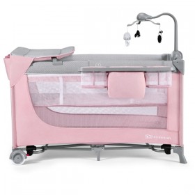 Ліжко-манеж з пеленатором Kinderkraft Leody 3 в 1, рожевий