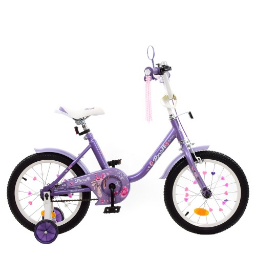 Велосипед двоколісний Profi Ballerina 16" SKD45 з ліхтариком, дзвіночком, Y1483, фіолетовий