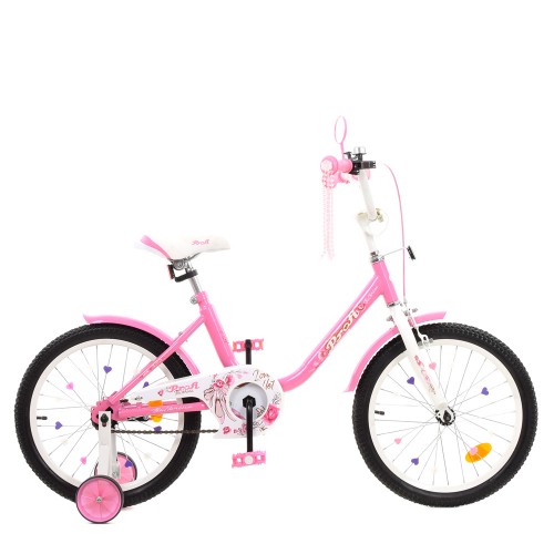 Велосипед двоколісний Profi Ballerina 18" SKD45 з ліхтариком, наклейками, Y1881, рожевий