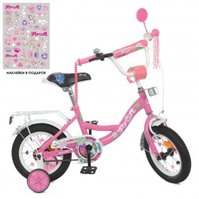 Велосипед дитячий двоколісний Profi Blossom NEON, 12 дюймів, з дзвіночком, дзеркалом, для дівчинки, рожевий