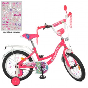 Велосипед дитячий двоколісний Profi Blossom NEON, 16 дюймів, з дзвіночком, дзеркалом, для дівчинки, малиновий