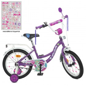 Велосипед дитячий двоколісний Profi Blossom NEON, 16 дюймів, з дзвіночком, дзеркалом, для дівчинки, бузковий