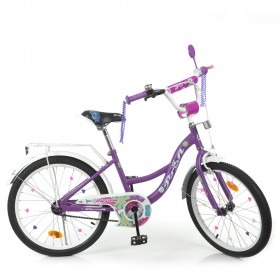 Велосипед дитячий двоколісний Profi Blossom NEON, 20 дюймів, з дзвіночком, дзеркалом, для дівчинки, бузковий