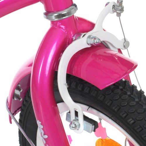 Велосипед двоколісний Profi Butterfly, 14 дюймів, для дівчинки, з дзеркалом, ліхтариком, дзвіночком, фуксія