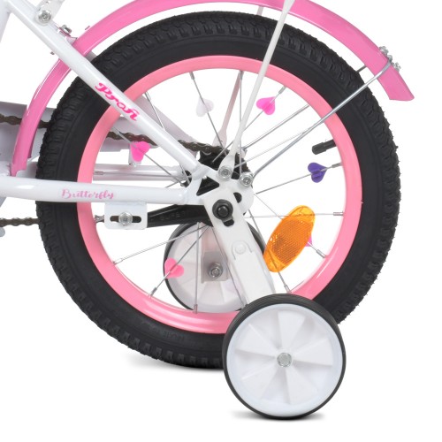 Велосипед двоколісний Profi Butterfly, 14 дюймів, збірка 75%, з дзеркалом, ліхтариком, кошиком, білий
