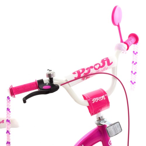 Велосипед двоколісний Profi Butterfly, 16 дюймів, для дівчинки, з дзеркалом, ліхтариком, дзвіночком, фуксія