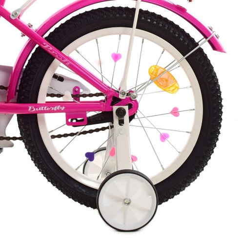 Велосипед двоколісний Profi Butterfly, 16 дюймів, збірка 75%, з дзеркалом, ліхтариком, кошиком, фуксія
