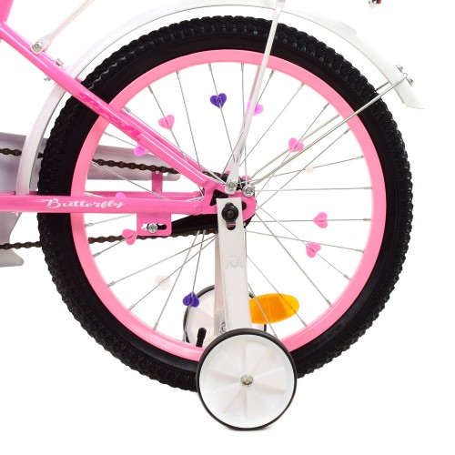 Велосипед двоколісний Profi Butterfly, 16 дюймів, збірка 75%, з дзеркалом, ліхтариком, кошиком, рожевий