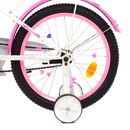 Велосипед двоколісний Profi Butterfly, 18 дюймів, для дівчинки, з дзеркалом, ліхтариком, дзвіночком, білий