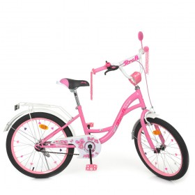 Велосипед двоколісний Profi Butterfly, 20 дюймів, для дівчинки, з дзеркалом, ліхтариком, дзвіночком, рожевий