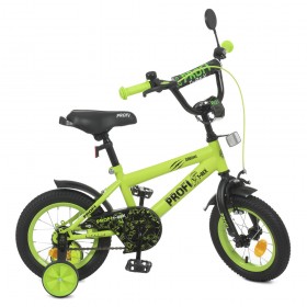 Велосипед двоколісний Profi Dino, SKD45 12 дюймів, з дзвіночком, ліхтариком, Y1271, зелений