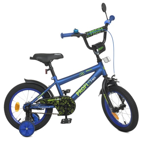 Велосипед двоколісний Profi Dino, SKD45 14 дюймів, з дзвіночком, ліхтариком, Y1472, синій