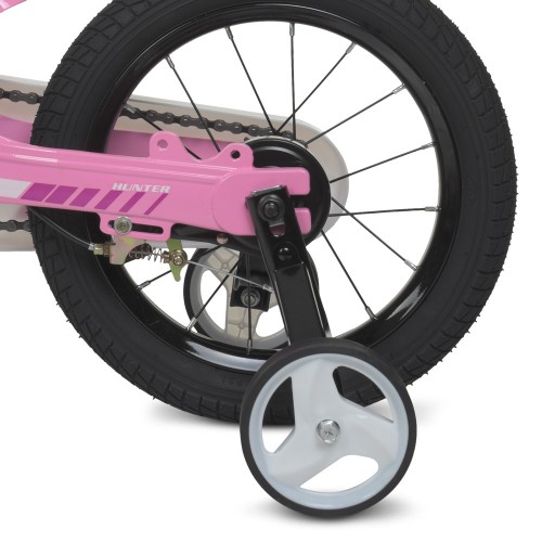 Велосипед дитячий двоколісний LANQ Hunter, 14 дюймів, магнієва рама, з кошиком, рожевий