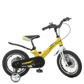 Велосипед дитячий двоколісний Profi Hunter, 14 дюймів, магнієва рама, алюмінієвий обід, збірка 85%, з дзвіночком, жовтий