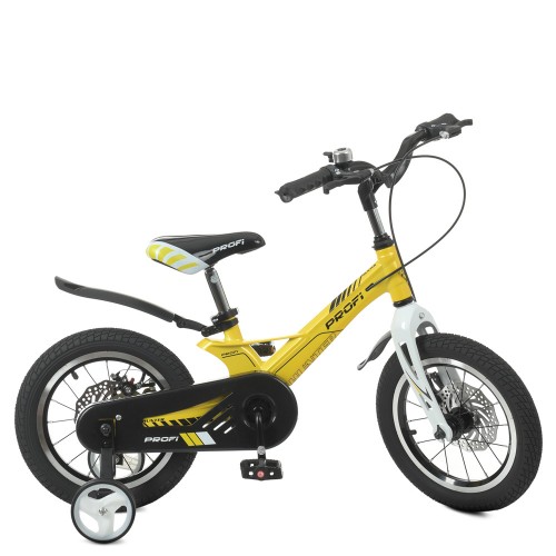 Велосипед детский двухколесный Profi Hunter, 14 дюймов, магниевая рама, алюминиевый обод, сборка 85%, со звоночком, желтый
