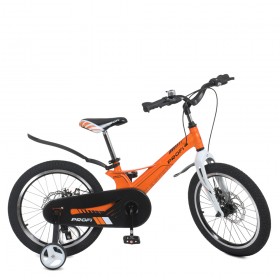 Велосипед дитячий двоколісний Profi Hunter, 18 дюймів, магнієва рама, алюмінієвий обід, збірка 85%, з дзвіночком, помаранчевий