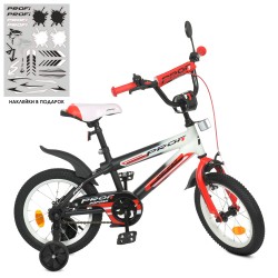 Велосипед двухколесный Profi Inspirer, 14 дюймов, матовый, со звоночком, зеркалом, фонариком, сборка 45%, бело-красный