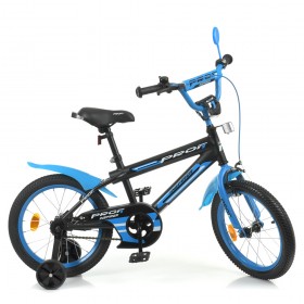 Велосипед двоколісний Profi Inspirer, 16 дюймів, матовий, з дзвіночком, дзеркалом, ліхтариком, складання 75%, чорно-синій