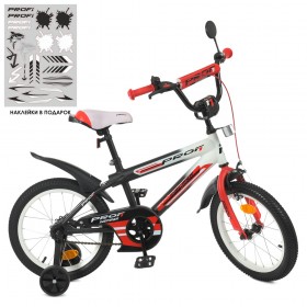 Велосипед двоколісний Profi Inspirer, 16 дюймів, матовий, з дзвіночком, дзеркалом, ліхтариком, складання 45%, біло-червоний