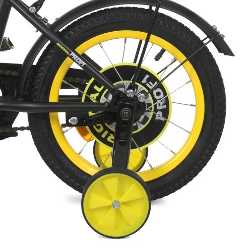 Велосипед двоколісний Profi Original boy 14", Y1443, з ліхтариком, дзеркалом, черно-жовтий
