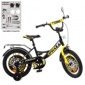 Велосипед двоколісний Profi Original boy 16" з наклейками, дзеркалом, Y1643, чорно-жовтий