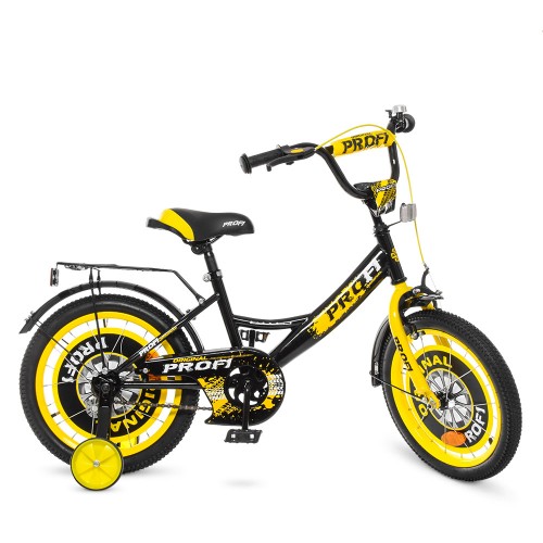 Велосипед двоколісний Profi Original boy 18" SKD75 з дзвіночком, наклейками, Y1843, жовтий