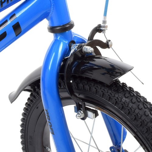 Велосипед дитячий двоколісний Profi Prime, 14 дюймів, з дзвіночком, ліхтариком, дзеркалом, збірка 75%, синій