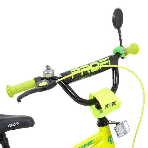 Велосипед дитячий двоколісний Profi Prime, 14 дюймів, з дзвіночком, ліхтариком, дзеркалом, салатовий