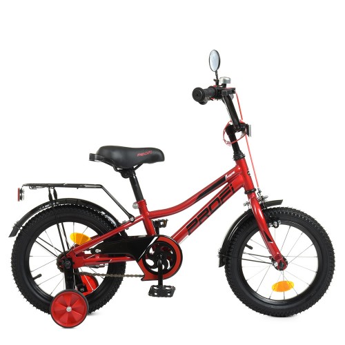 Велосипед дитячий двоколісний Profi Prime, 14 дюймів, з дзвіночком, ліхтариком, дзеркалом, червоний