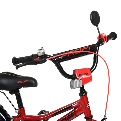 Велосипед дитячий двоколісний Profi Prime, 14 дюймів, з дзвіночком, ліхтариком, дзеркалом, червоний