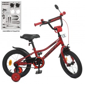 Велосипед дитячий двоколісний Profi Prime, 14 дюймів, з дзвіночком, ліхтариком, дзеркалом, збірка 75%, червоний