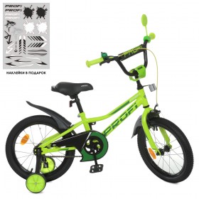Велосипед дитячий двоколісний Profi Prime, 16 дюймів, з дзвіночком, ліхтариком, дзеркалом, збірка 75%, салатовий