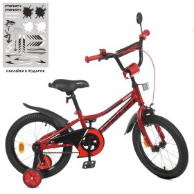 Велосипед дитячий двоколісний Profi Prime, 16 дюймів, з дзвіночком, ліхтариком, дзеркалом, збірка 75%, червоний