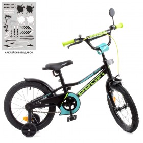Велосипед дитячий двоколісний Profi Prime, 18 дюймів, з дзвіночком, ліхтариком, дзеркалом, збірка 75%, чорний