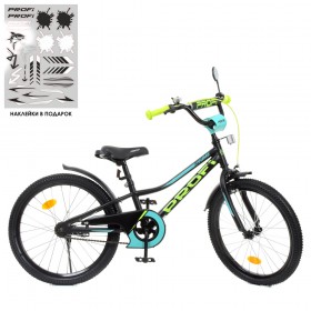 Велосипед дитячий двоколісний Profi Prime, 20 дюймів, з дзвіночком, ліхтариком, дзеркалом, збірка 75%, чорний