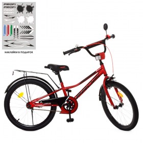 Велосипед дитячий двоколісний Profi Prime, 20 дюймів, з дзвіночком, ліхтариком, дзеркалом, червоний