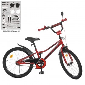 Велосипед дитячий двоколісний Profi Prime, 20 дюймів, з дзвіночком, ліхтариком, дзеркалом, збірка 75%, червоний
