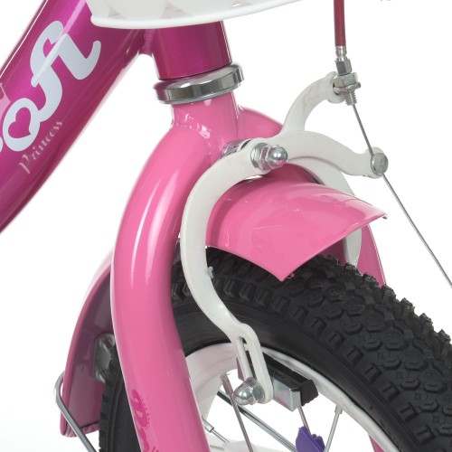 Велосипед дитячий двоколісний Profi Princess, 12 дюймів, з кошиком, для дівчинки, збірка 75%, фуксія
