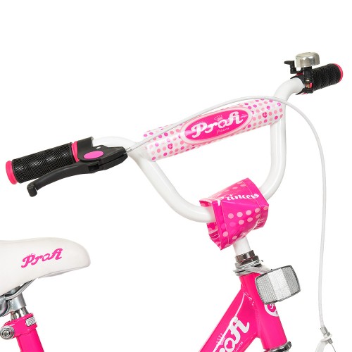 Велосипед дитячий двоколісний Profi Princess, 12 дюймів, з дзвіночком, ліхтариком, дзеркалом, для дівчинки, малиновий
