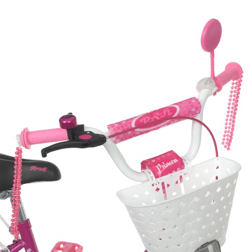 Велосипед дитячий двоколісний Profi Princess, 14 дюймів, з кошиком, для дівчинки, збірка 75%, фуксія