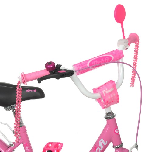 Велосипед дитячий двоколісний Profi Princess, 14 дюймів, з дзвіночком, ліхтариком, дзеркалом, для дівчинки, рожевий